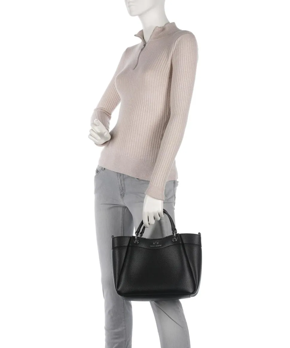 Wave M Handtasche Lederimitat schwarz