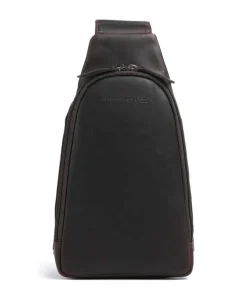 Wax Pull Up Cow Bowey Slingbag fein genarbtes Rindsleder dunkelbraun