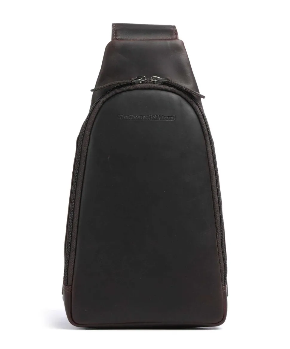 Wax Pull Up Cow Bowey Slingbag fein genarbtes Rindsleder dunkelbraun