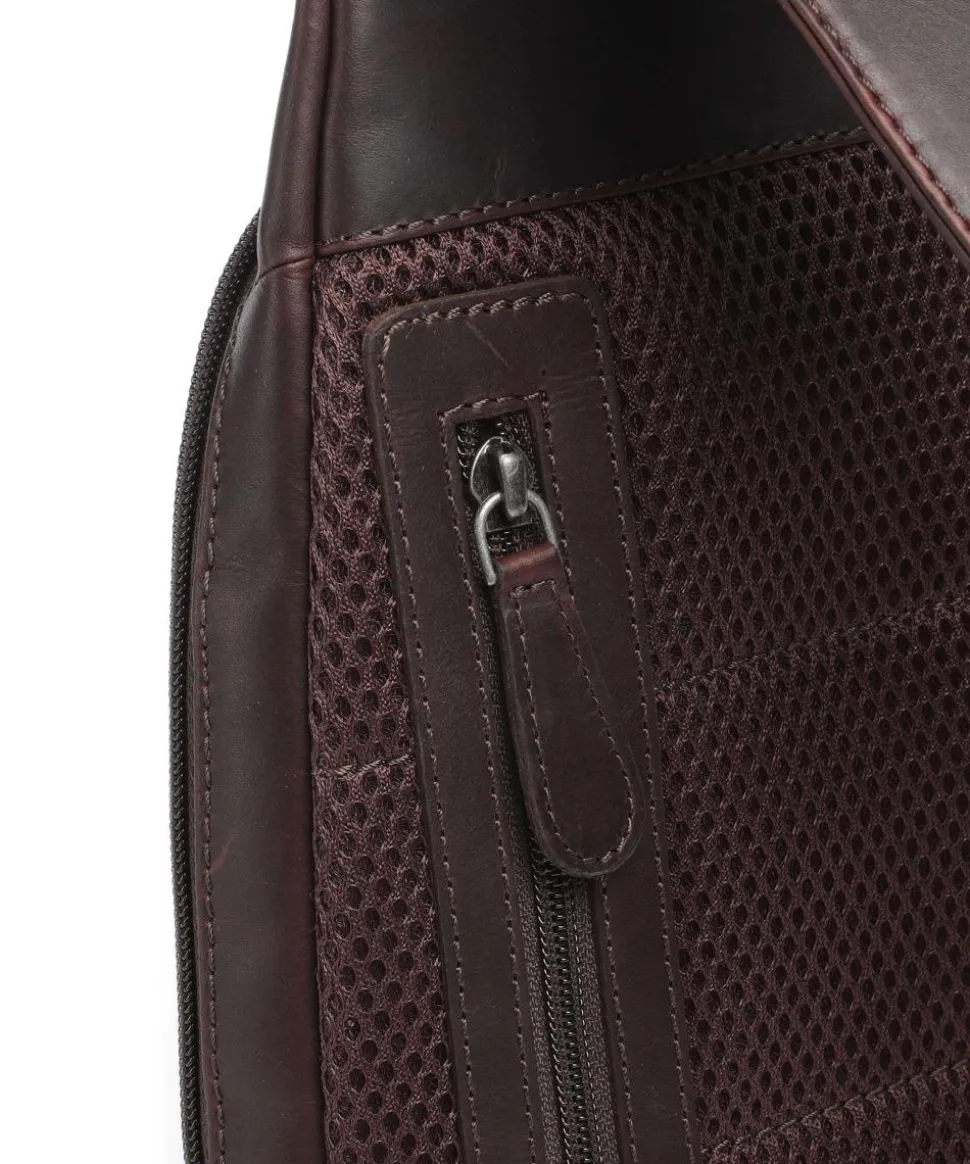 Wax Pull Up Cow Bowey Slingbag fein genarbtes Rindsleder dunkelbraun