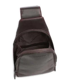 Wax Pull Up Cow Bowey Slingbag fein genarbtes Rindsleder dunkelbraun