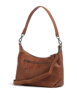 Wax Pull Up Cow Christie Schultertasche fein genarbtes Rindsleder cognac