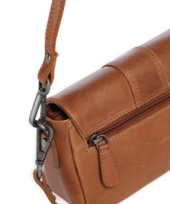 Wax Pull Up Cow Clifden Schultertasche fein genarbtes Rindsleder cognac