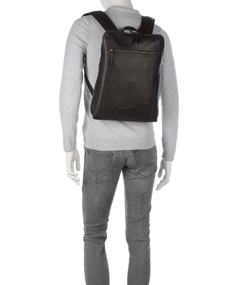Wax Pull Up Cow Filmore Rucksack 13″ fein genarbtes Rindsleder dunkelbraun