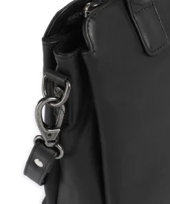 Wax Pull Up Cow Hermosa Handtasche fein genarbtes Rindsleder schwarz
