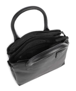 Wax Pull Up Cow Hermosa Handtasche fein genarbtes Rindsleder schwarz