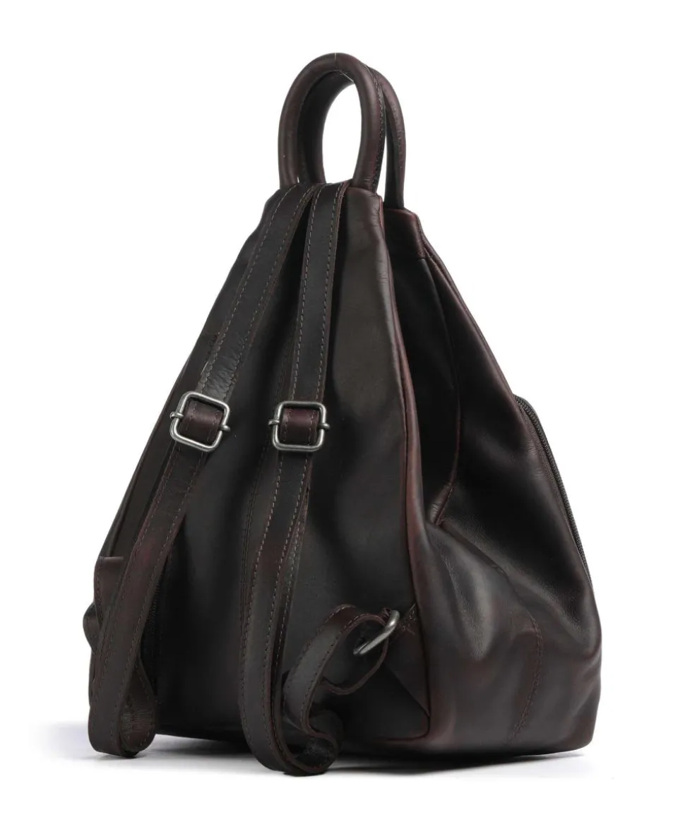 Wax Pull Up Cow Howard Rucksack fein genarbtes Rindsleder dunkelbraun