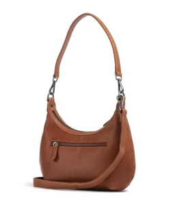 Wax Pull Up Cow Nancy Schultertasche fein genarbtes Rindsleder cognac