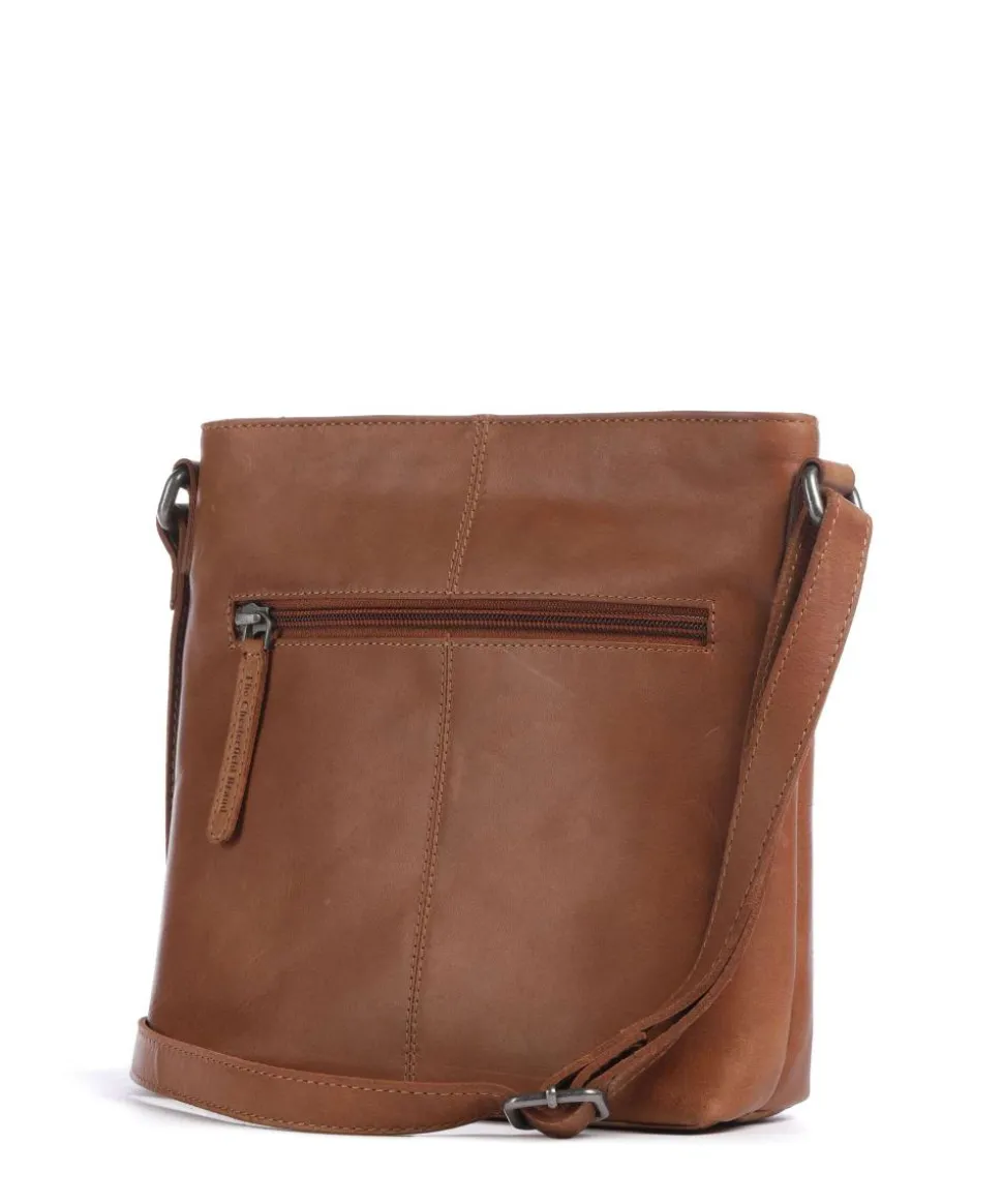 Wax Pull Up Cow Navene Umhängetasche fein genarbtes Rindsleder cognac