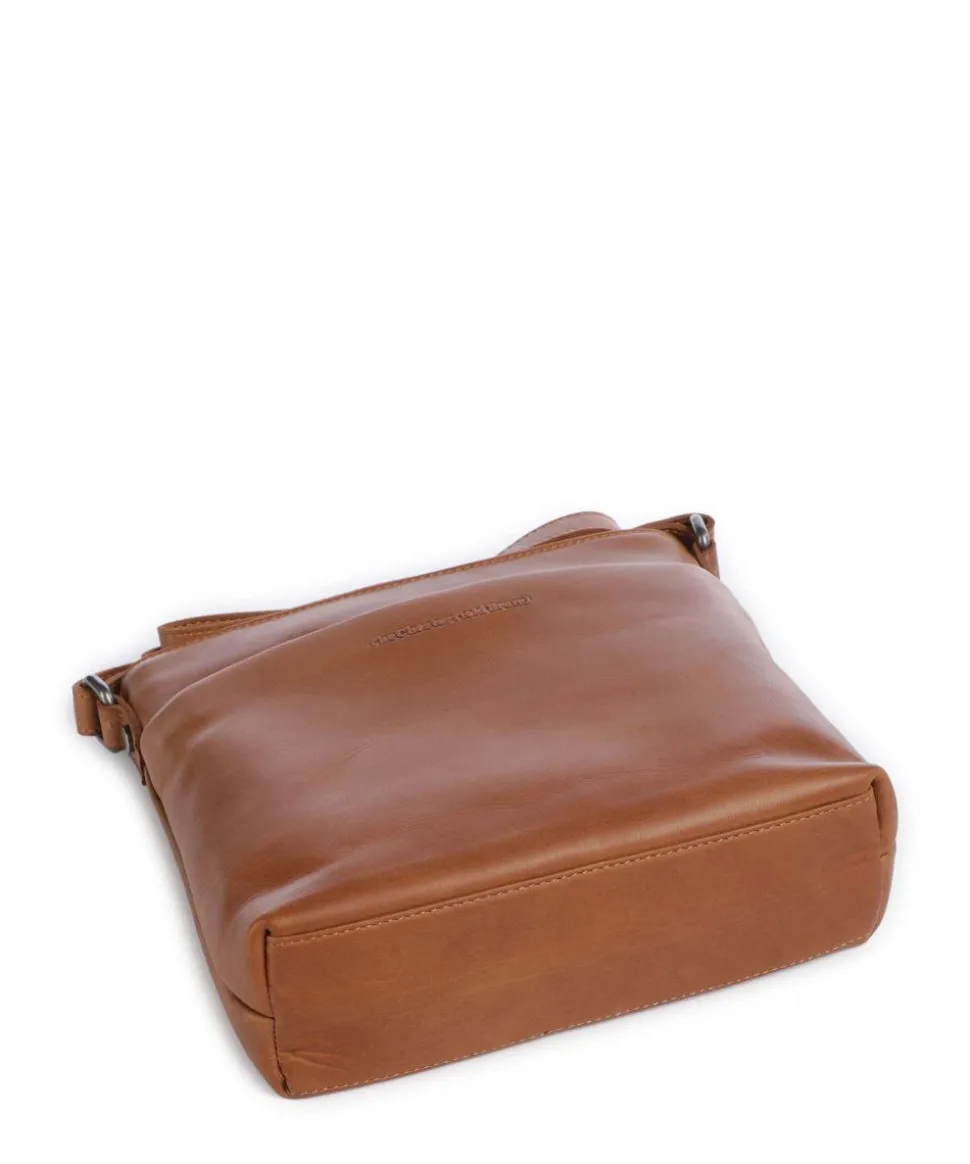 Wax Pull Up Cow Navene Umhängetasche fein genarbtes Rindsleder cognac