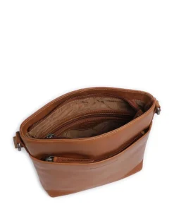 Wax Pull Up Cow Navene Umhängetasche fein genarbtes Rindsleder cognac