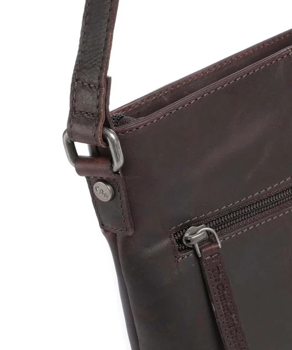 Wax Pull Up Cow Navene Umhängetasche fein genarbtes Rindsleder dunkelbraun