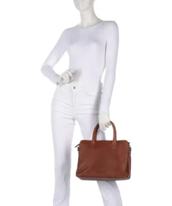 Wax Pull Up Cow Valmonte Handtasche fein genarbtes Rindsleder cognac