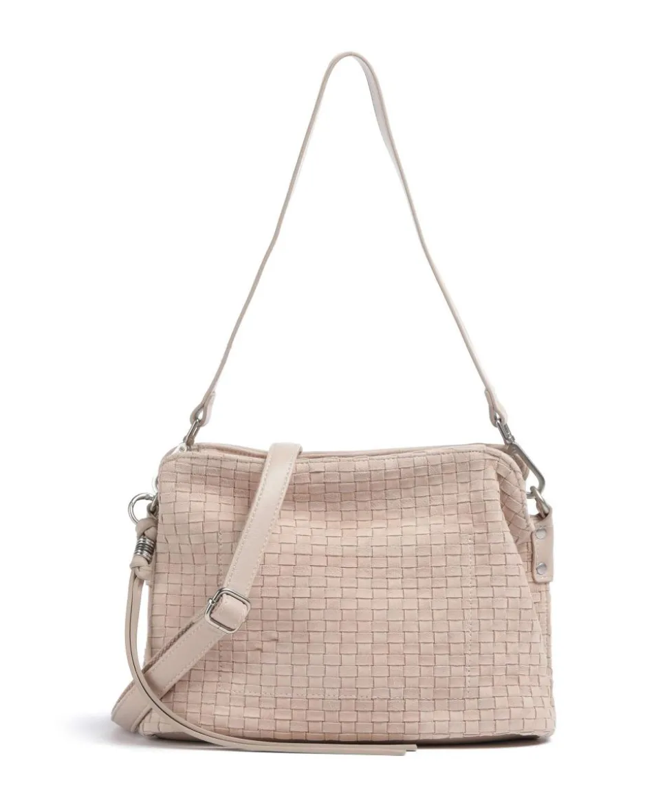 Weave Harmony Schultertasche aufgerautes Leder nude