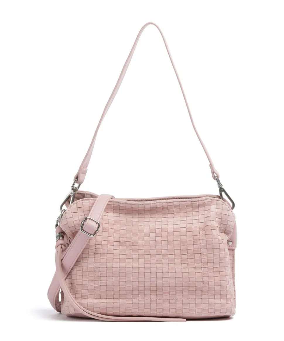 Weave Harmony Schultertasche aufgerautes Leder rosa