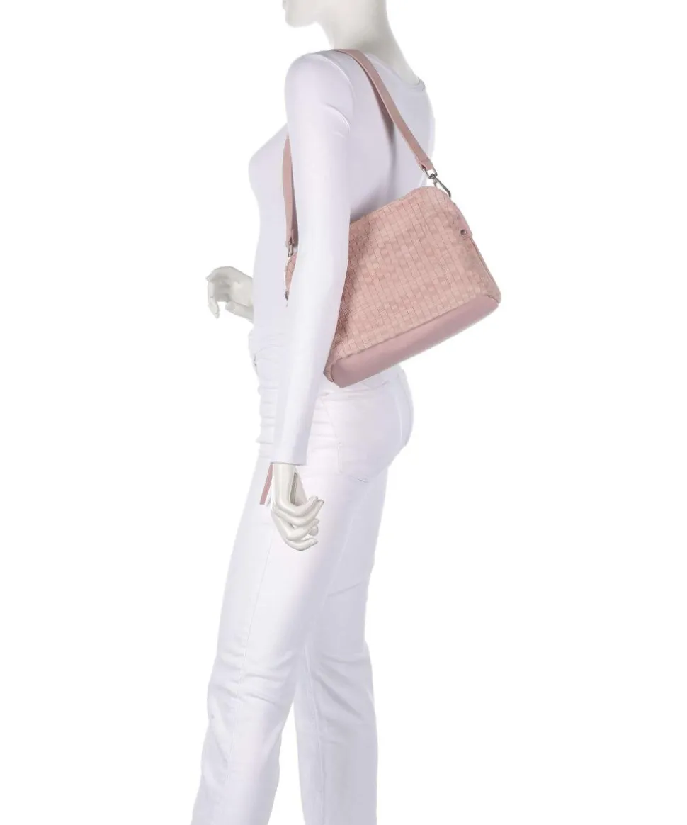 Weave Harmony Schultertasche aufgerautes Leder rosa