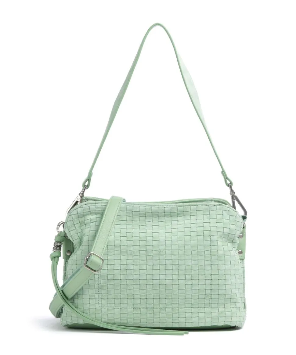 Weave Harmony Schultertasche aufgerautes Leder mintgrün