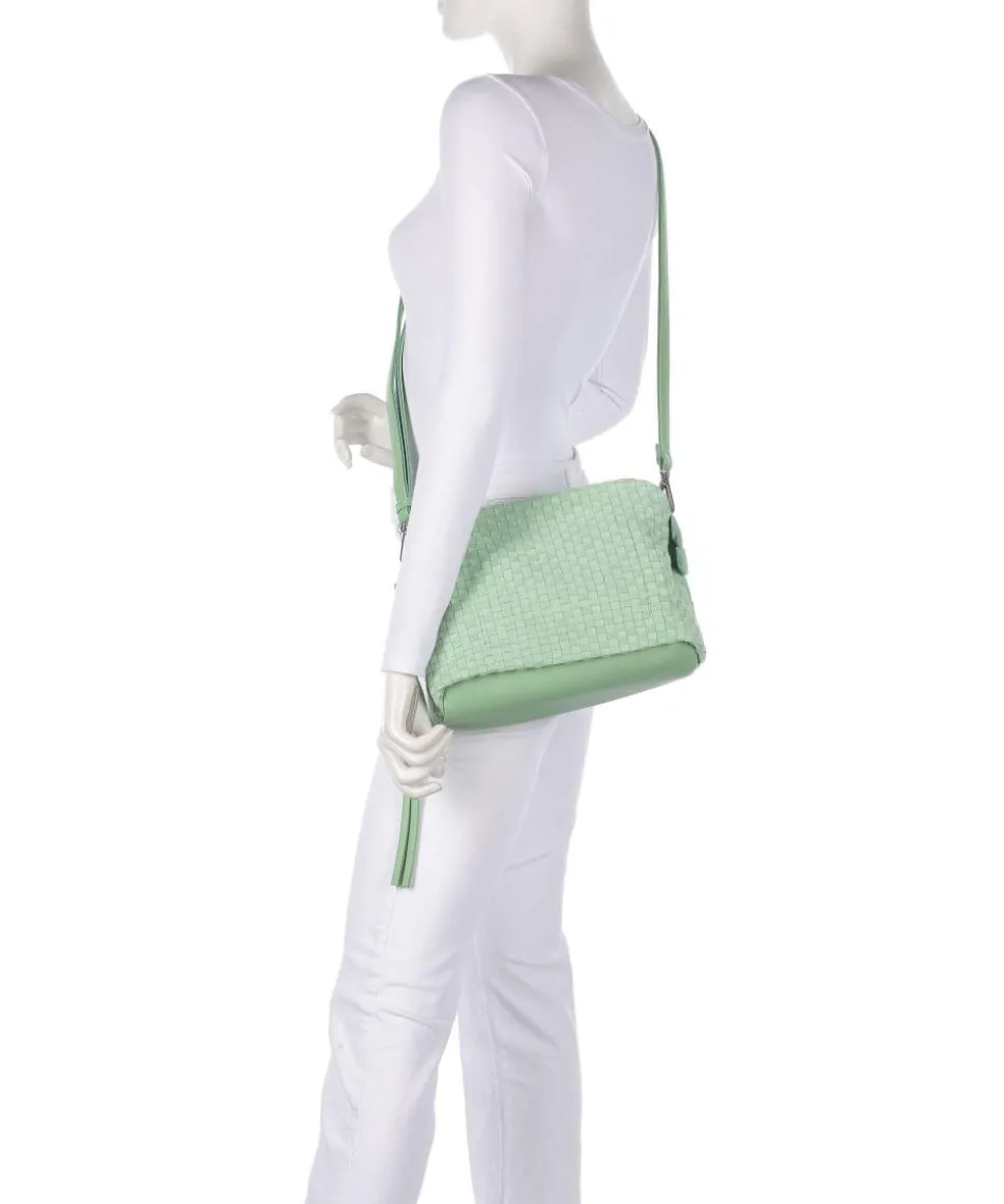 Weave Harmony Schultertasche aufgerautes Leder mintgrün