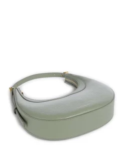 Whisper Schultertasche genarbtes Rindsleder graugrün