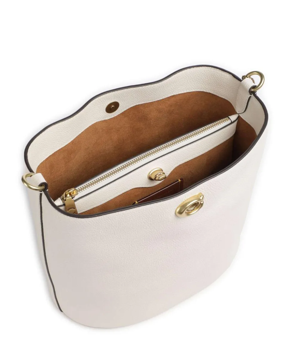 Willow Soft Beuteltasche genarbtes Leder elfenbein