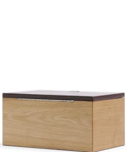 Wood Schmuckkasten fein genarbtes Rindsleder, Holz dunkelbraun