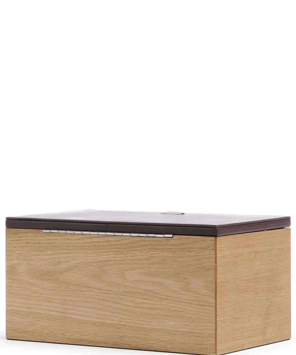 Wood Schmuckkasten fein genarbtes Rindsleder, Holz dunkelbraun
