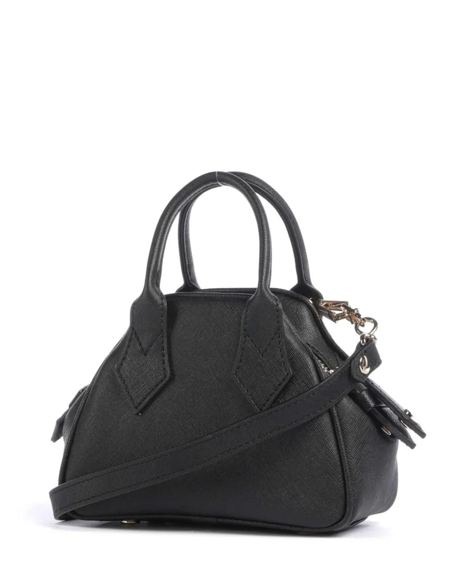 Yasmine Saffiano Mini Umhängetasche Lederimitat schwarz