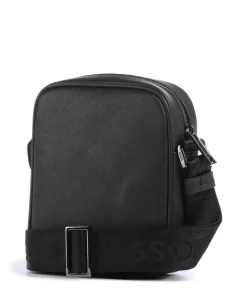 Zair Umhängetasche fein genarbtes Leder schwarz