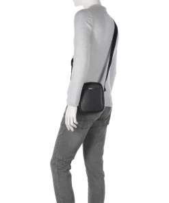 Zair Umhängetasche fein genarbtes Leder schwarz