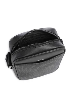 Zair Umhängetasche fein genarbtes Leder schwarz