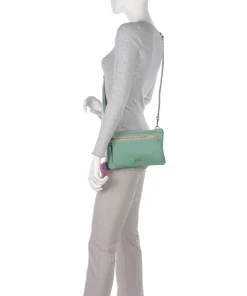 Zante Olly Umhängetasche genarbtes Kalbsleder grünblau