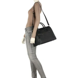 Zelea Handtasche 13″ genarbtes Kalbsleder schwarz