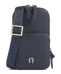 Zita Handytasche genarbtes Rindsleder dunkelblau