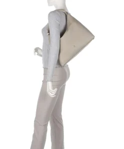 Zita M Beuteltasche genarbtes Rindsleder beige