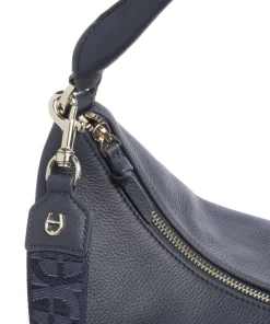 Zita M Beuteltasche genarbtes Rindsleder dunkelblau