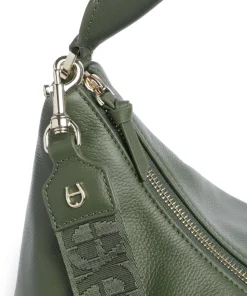 Zita M Beuteltasche genarbtes Rindsleder dunkelgrün