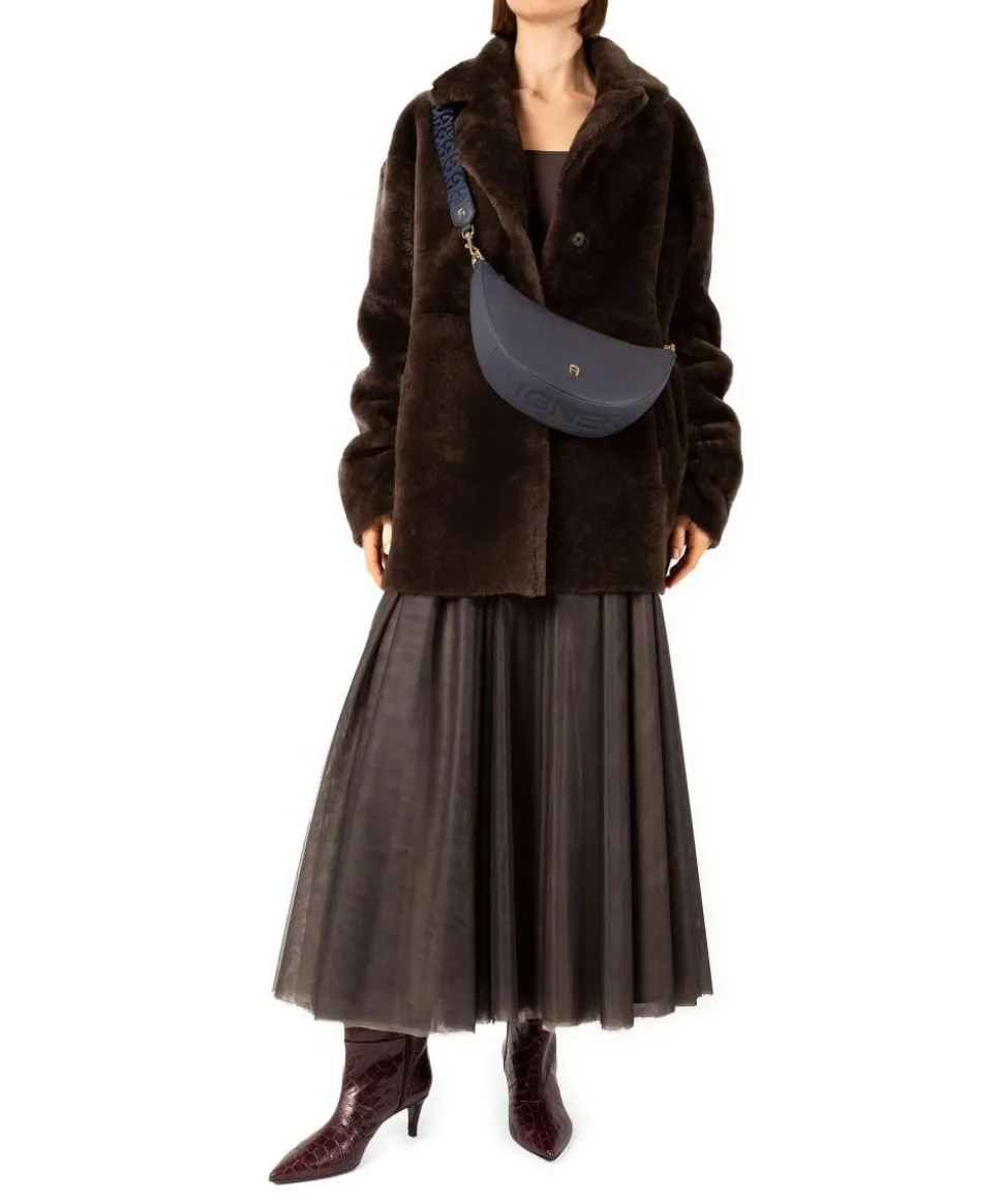 Zita S Umhängetasche genarbtes Rindsleder dunkelblau