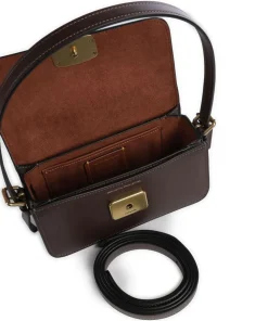 Zoe Schultertasche fein genarbtes Rindsleder dunkelbraun