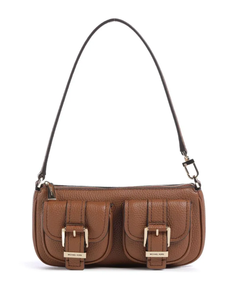 Zoe Small Schultertasche genarbtes Rindsleder braun