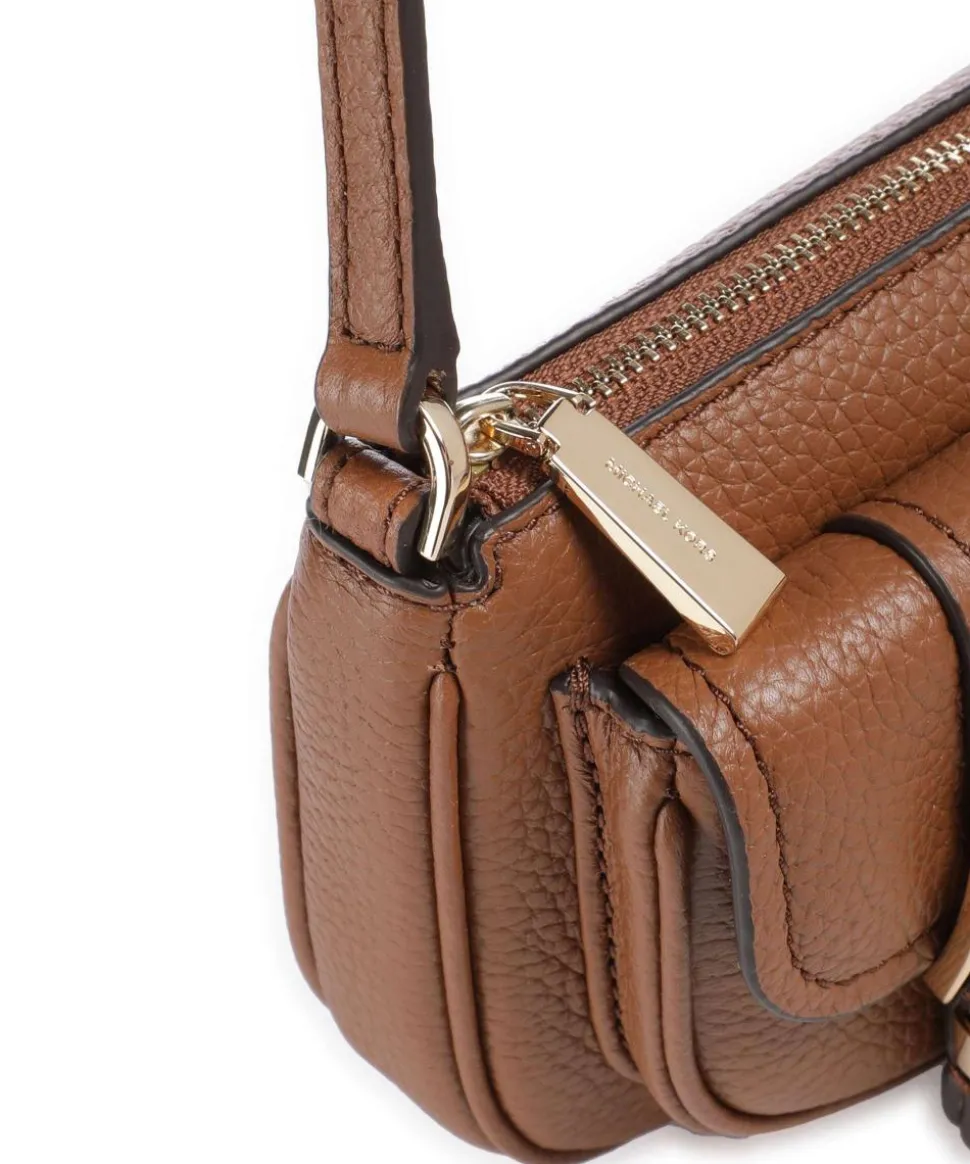 Zoe Small Schultertasche genarbtes Rindsleder braun