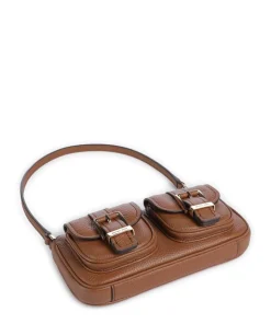 Zoe Small Schultertasche genarbtes Rindsleder braun