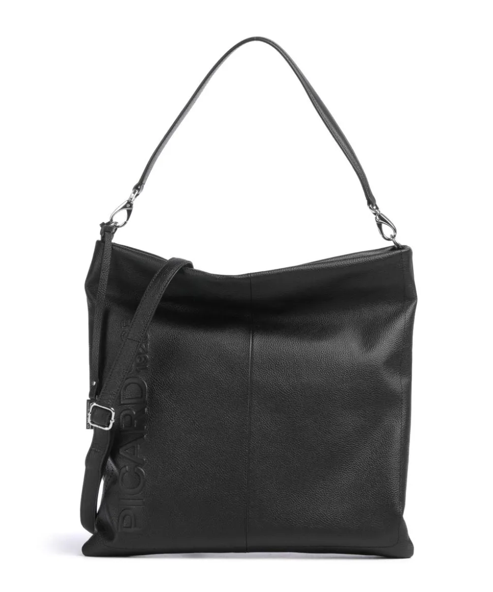 Zoom Beuteltasche genarbtes Rindsleder schwarz