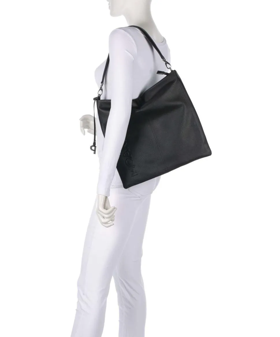 Zoom Beuteltasche genarbtes Rindsleder schwarz